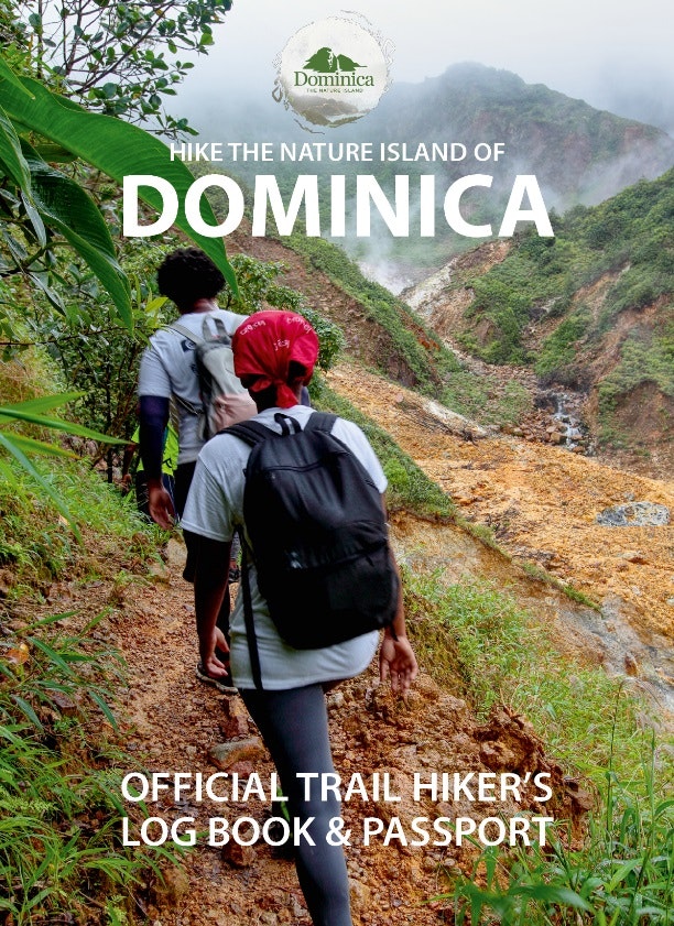The cover of the Dominica hiking logbook and passport